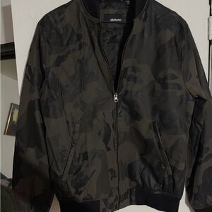 Murano Men's Camo Bomber Jacket - Black & Olive Green
